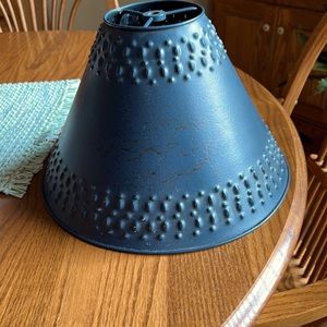 Hand punched tin Lampshade, distressed navy
